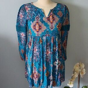 Mark. oversized blue boho dress